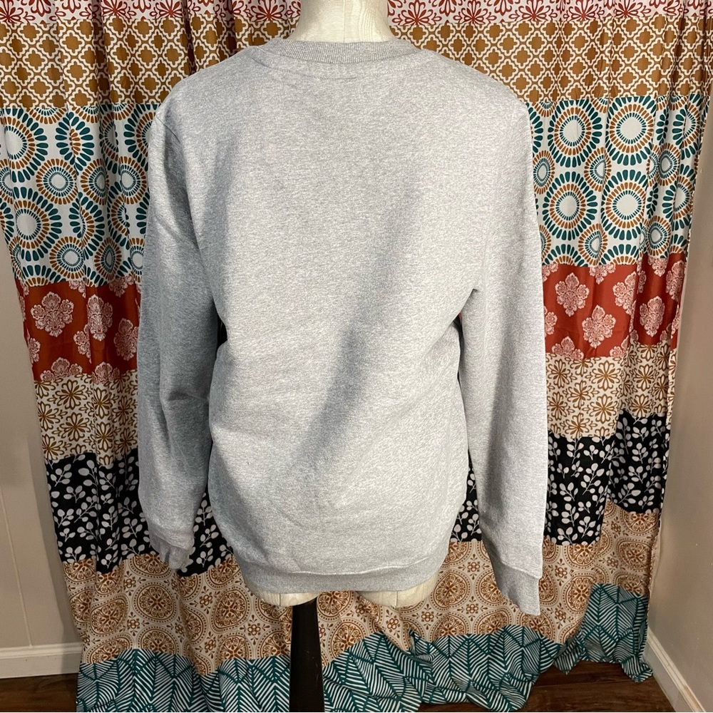 Napapijri Light Gray Crewneck Sweatshirt with Navy Logo - Picture 3 of 6